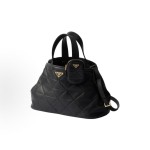 PRADA enamel metal triangular logo detachable and adjustable shoulder strap single-shoulder crossbody handbag, medium size for women, black